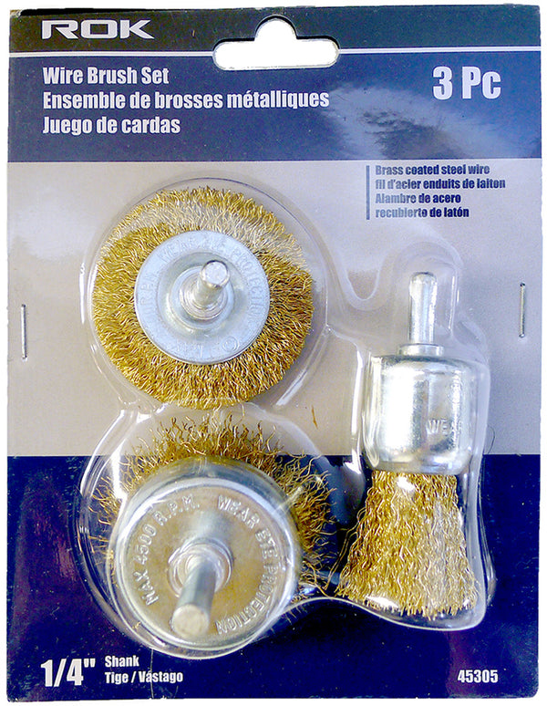 3 PC BRASS WIRE CUP BRUSH SET