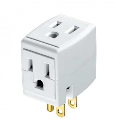 Leviton Grounded Triple Cube Adapter 15A