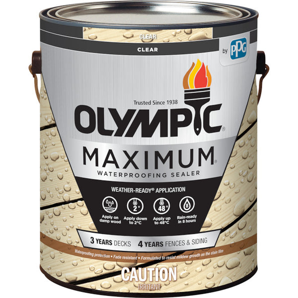 Olympic Maximum Waterproofing Wood Stain And Sealer (Clear, 3.78L)