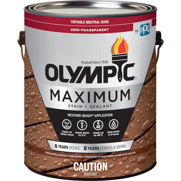 Olympic Maximum Waterproofing Wood Stain And Sealer (Semi Transparent, 3.54L)