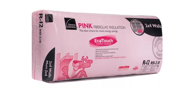 OWENS CORNING R12 EcoTouch PINK FIBERGLAS Insulation 23-inch x 47-inch x 3.5-inch (150.1 sq.ft.)