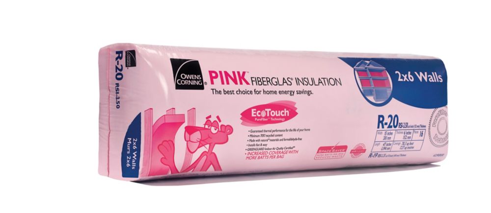 Owens Corning R20 Pink Fiberglas Insulation 15x47x6 inch(78.3sf) | wetrans